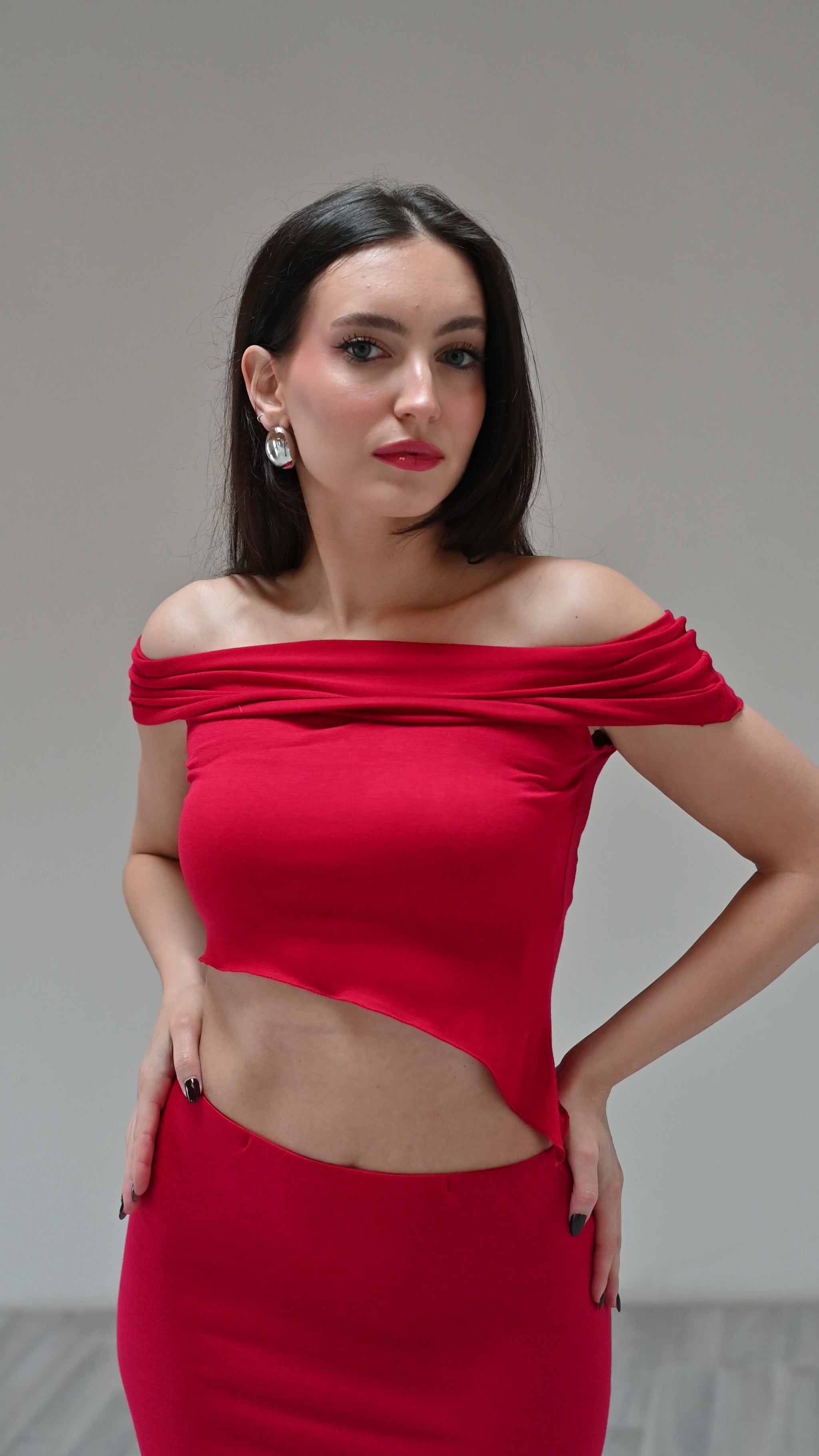 completo rosso due pezzi estivo